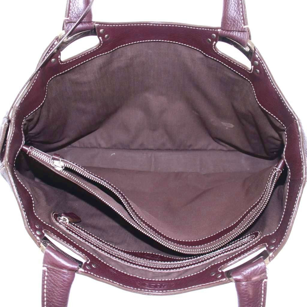 TOD'S Hand Bag Tote Purse Leather Brown Authentic