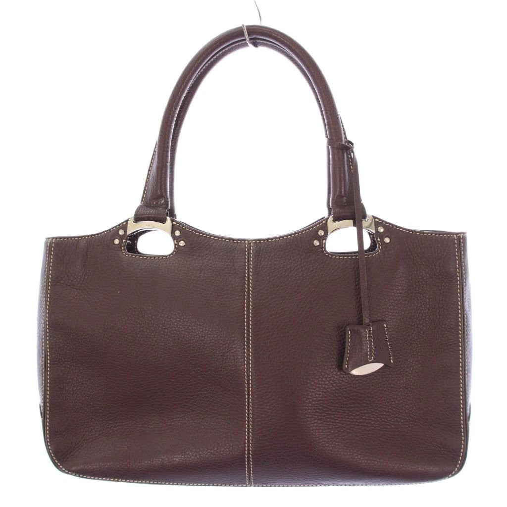 TOD'S Hand Bag Tote Purse Leather Brown Authentic