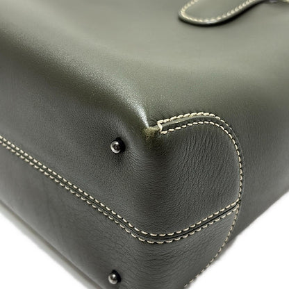 TOD'S Hand Bag Tote Purse Leather Khaki Gray Authentic