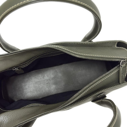 TOD'S Hand Bag Tote Purse Leather Khaki Gray Authentic
