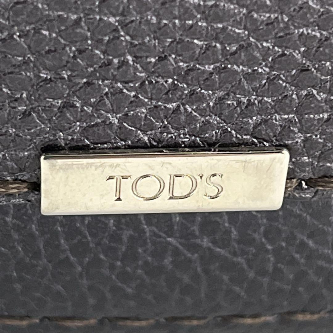TOD'S Hand Bag Tote Purse Mini Boston Leather Navy Authentic