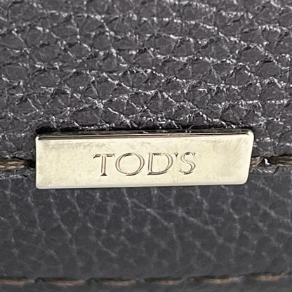 TOD'S Hand Bag Tote Purse Mini Boston Leather Navy Authentic