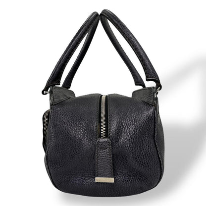 TOD'S Hand Bag Tote Purse Mini Boston Leather Navy Authentic