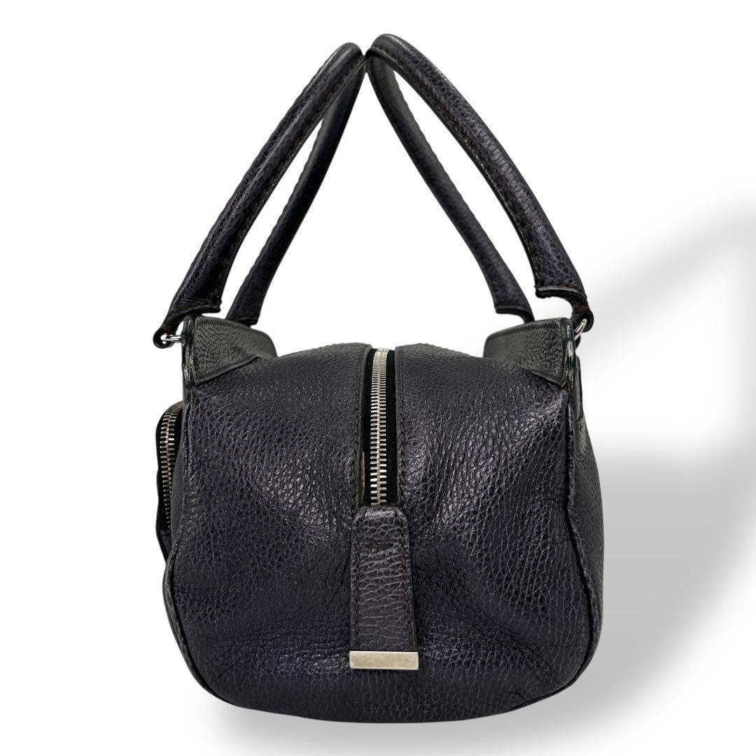 TOD'S Hand Bag Tote Purse Mini Boston Leather Navy Authentic