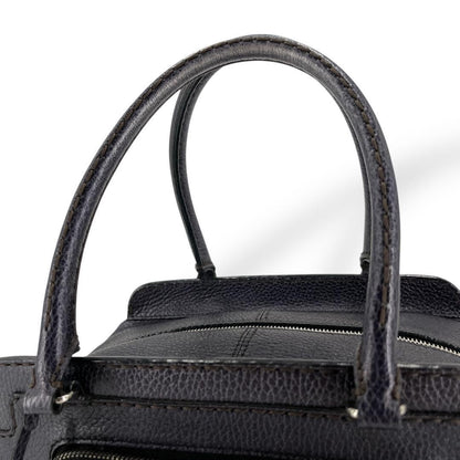 TOD'S Hand Bag Tote Purse Mini Boston Leather Navy Authentic