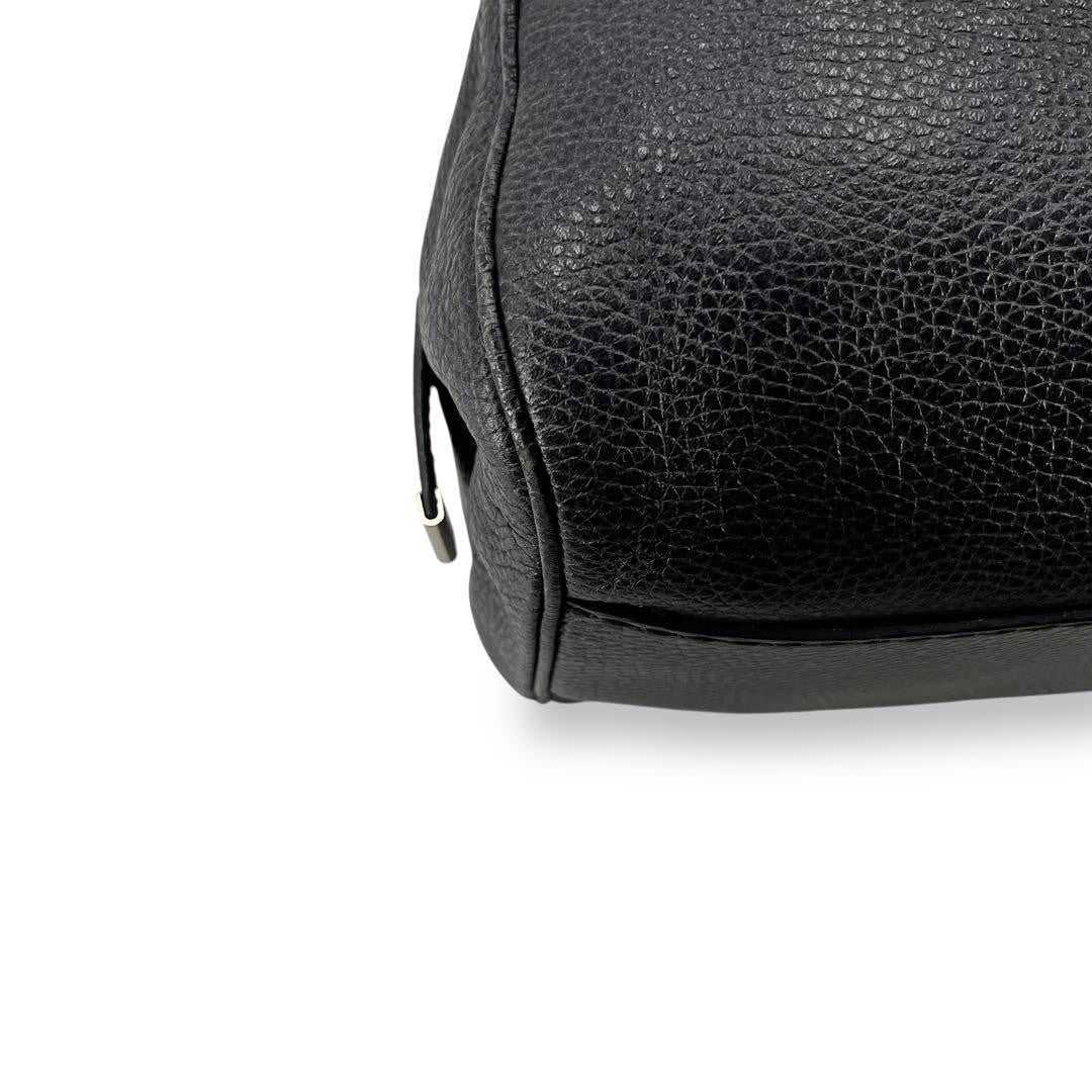 TOD'S Hand Bag Tote Purse Mini Boston Leather Navy Authentic