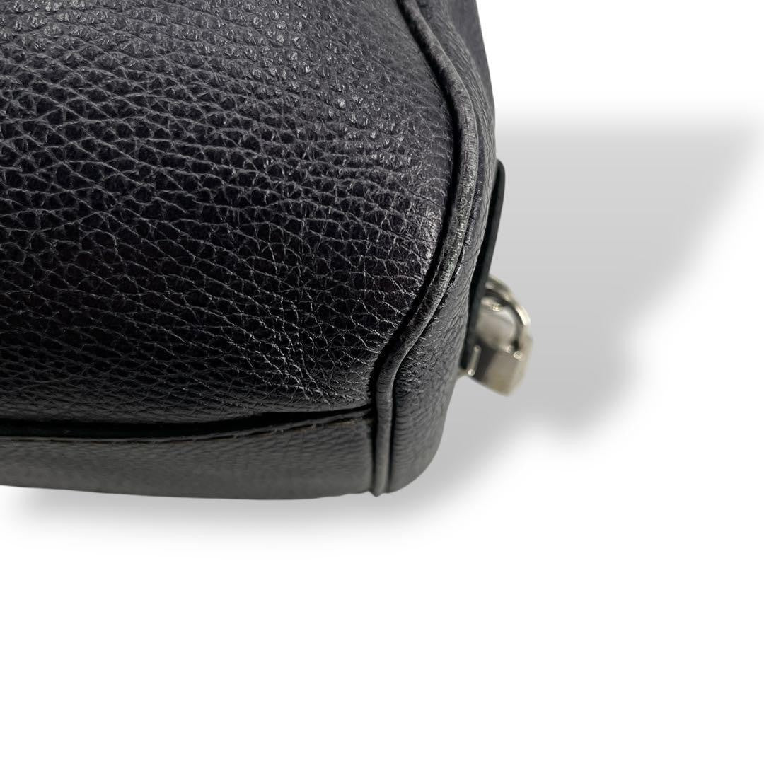 TOD'S Hand Bag Tote Purse Mini Boston Leather Navy Authentic