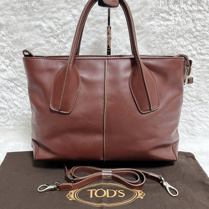 TOD'S Hand Shoulder Bag Tote Purse 2way D-Styling Leather Bordeaux Authentic