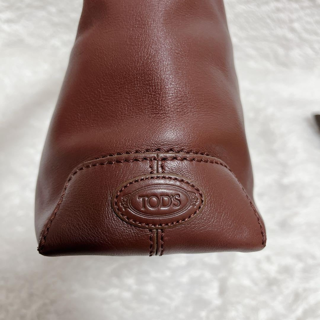 TOD'S Hand Shoulder Bag Tote Purse 2way D-Styling Leather Bordeaux Authentic