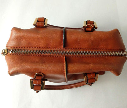 TOD'S Hand Shoulder Bag Tote Purse 2way D Cube Leather Light Brown Authentic