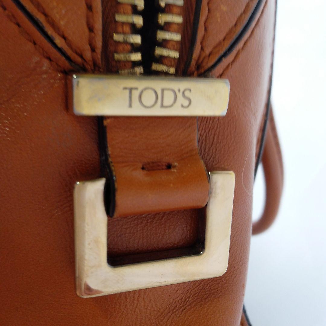 TOD'S Hand Shoulder Bag Tote Purse 2way D Cube Leather Light Brown Authentic