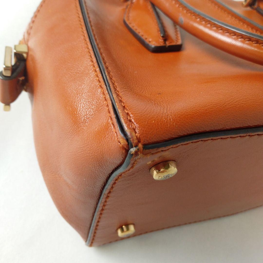 TOD'S Hand Shoulder Bag Tote Purse 2way D Cube Leather Light Brown Authentic