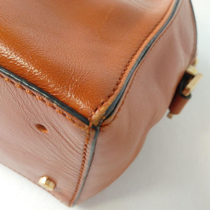 TOD'S Hand Shoulder Bag Tote Purse 2way D Cube Leather Light Brown Authentic