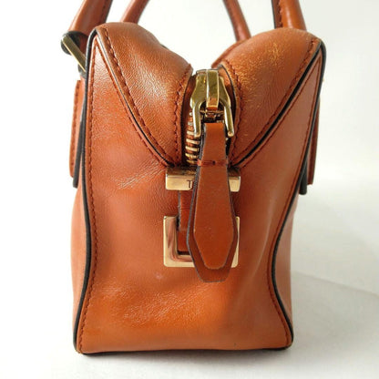 TOD'S Hand Shoulder Bag Tote Purse 2way D Cube Leather Light Brown Authentic