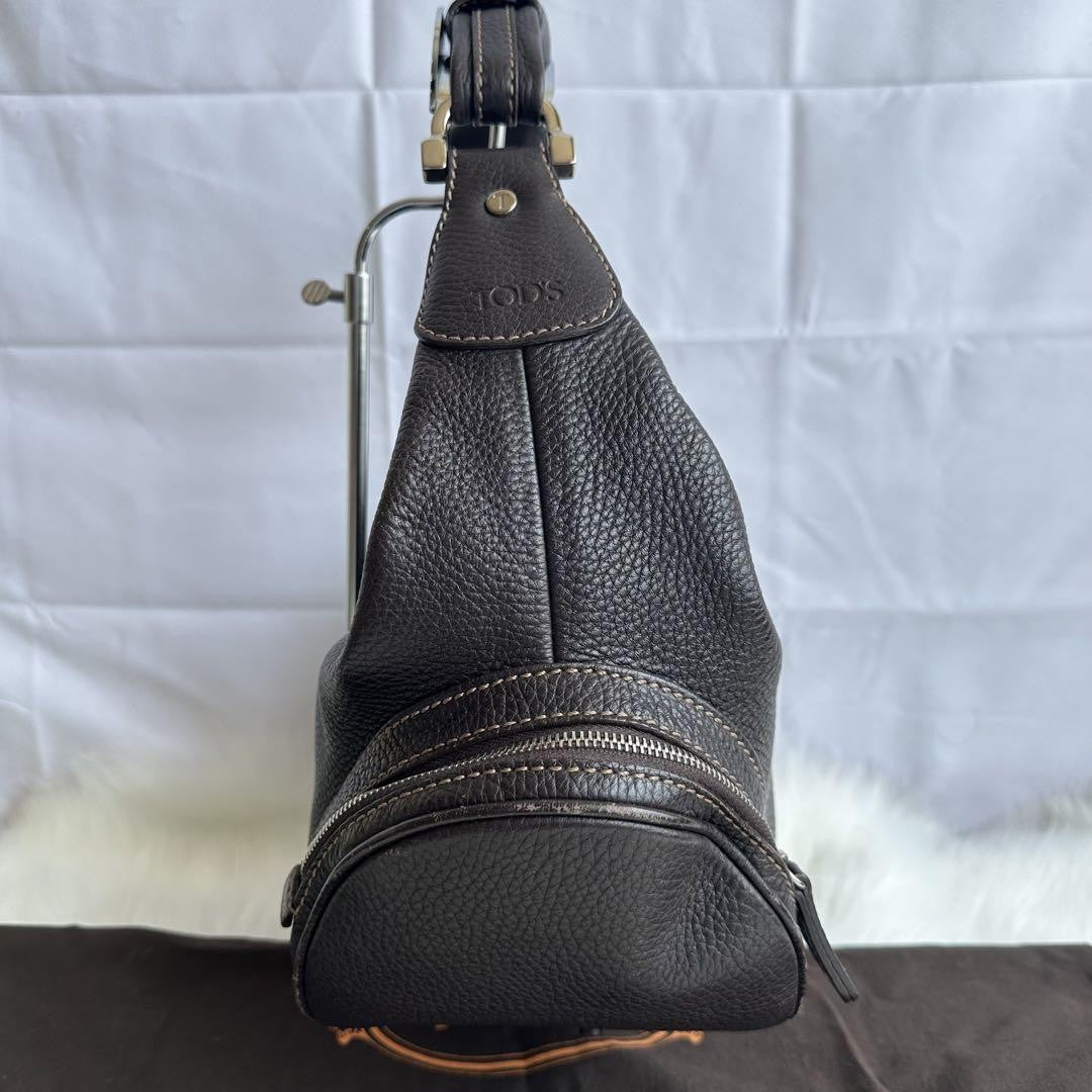 TOD'S Shoulder Bag Purse Leather Black Authentic