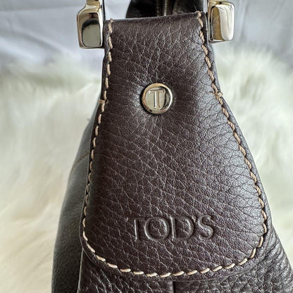 TOD'S Shoulder Bag Purse Leather Black Authentic