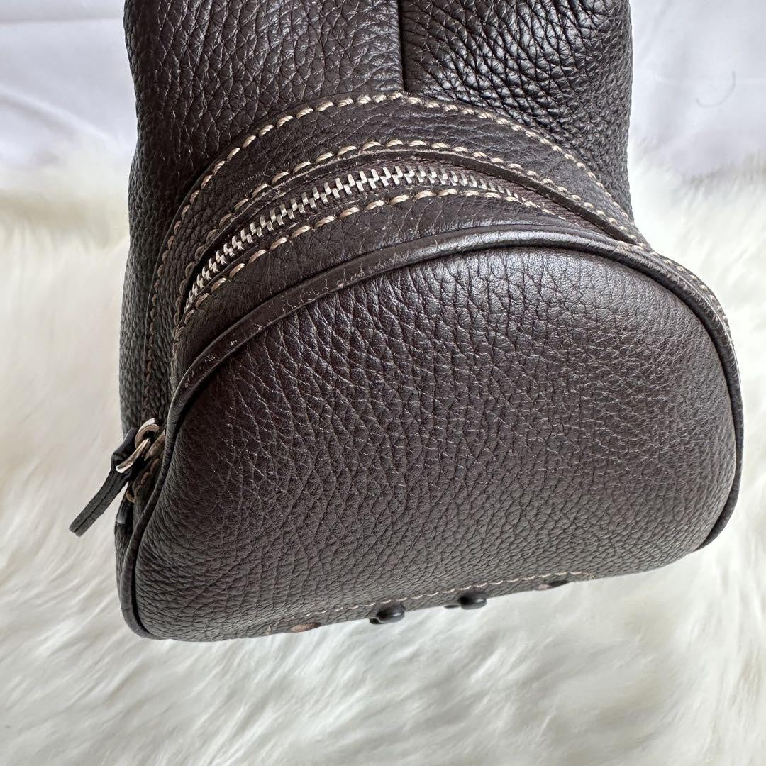 TOD'S Shoulder Bag Purse Leather Black Authentic