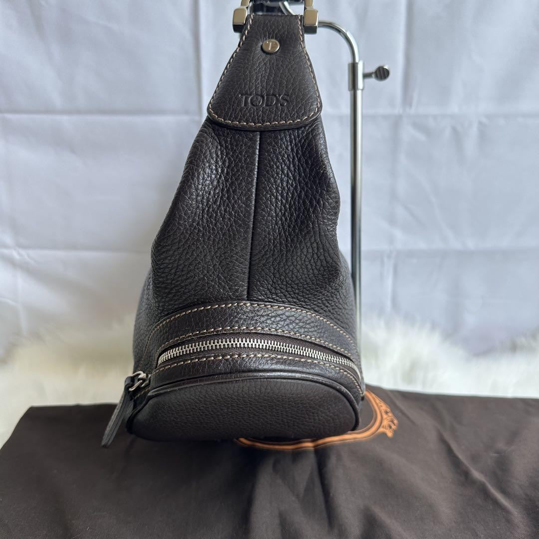 TOD'S Shoulder Bag Purse Leather Black Authentic