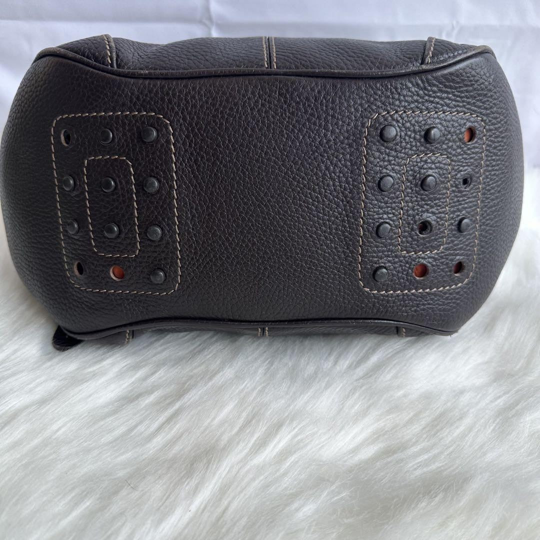 TOD'S Shoulder Bag Purse Leather Black Authentic