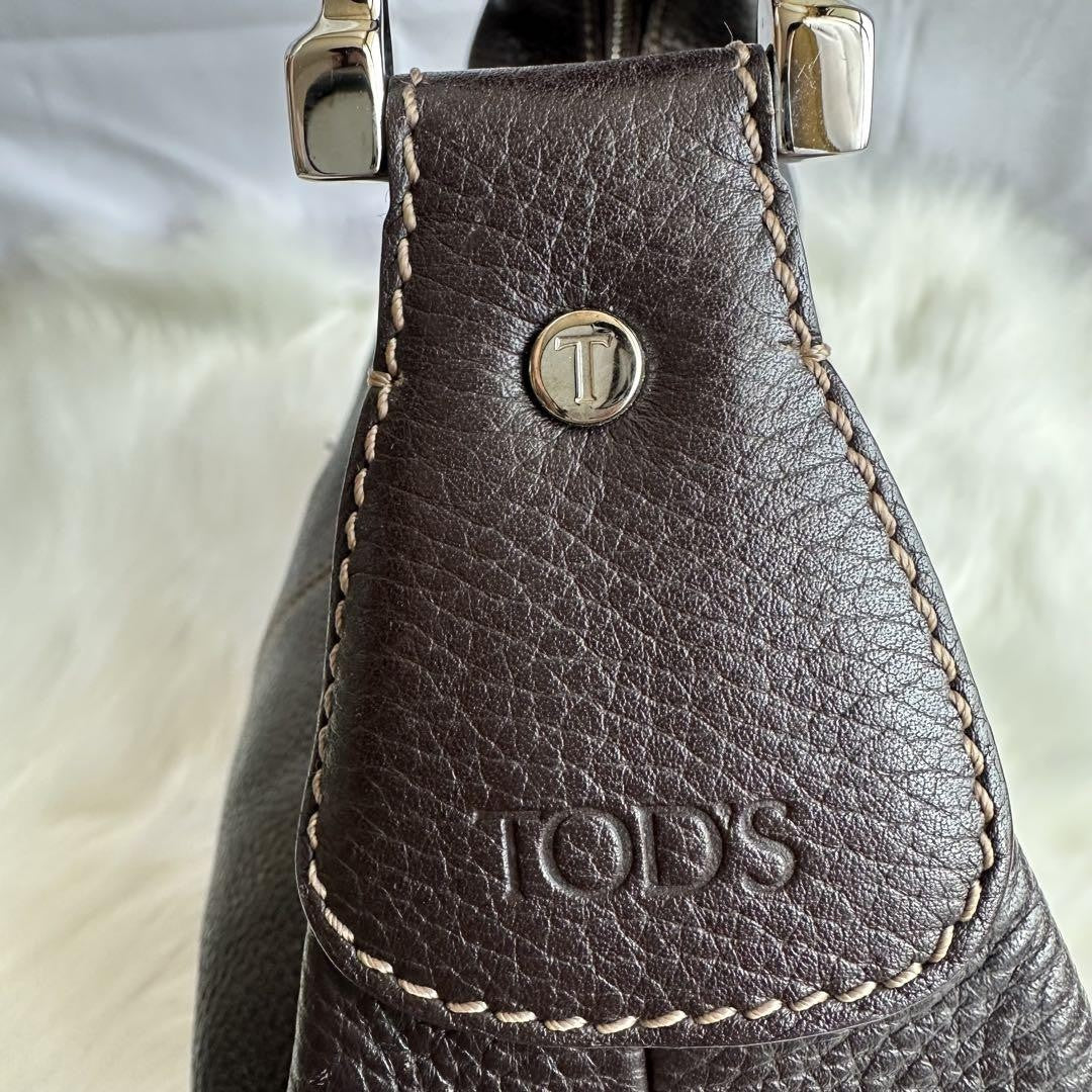 TOD'S Shoulder Bag Purse Leather Black Authentic