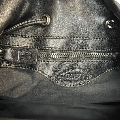 TOD'S Shoulder Bag Purse Leather Black Authentic