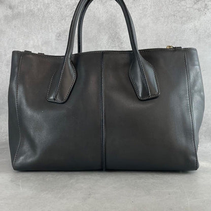 TOD'S Hand Shoulder Bag Tote Purse 2way D Cube D Bag Leather Dark Gray Authentic