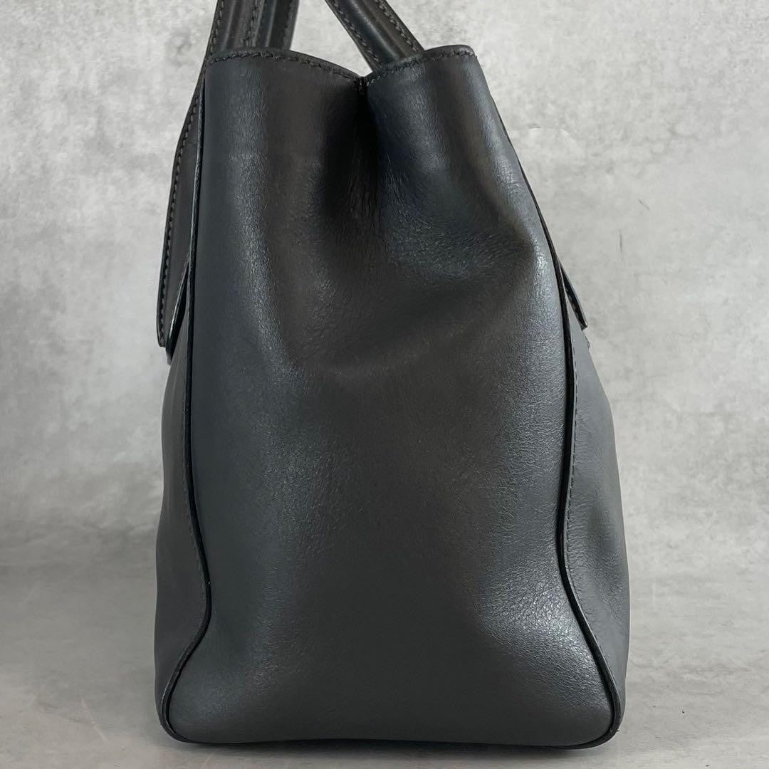 TOD'S Hand Shoulder Bag Tote Purse 2way D Cube D Bag Leather Dark Gray Authentic