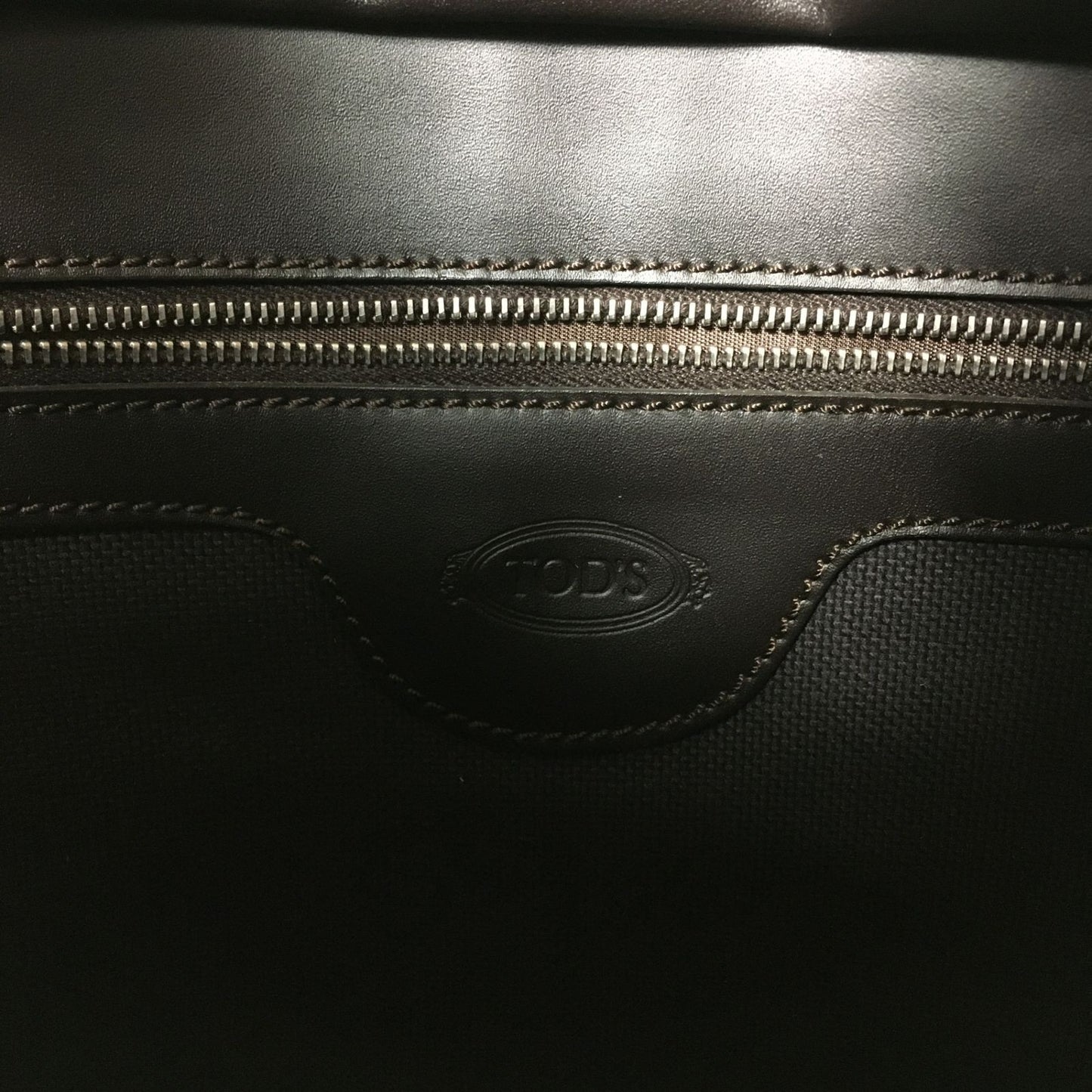 TOD'S Hand Bag Tote Purse Leather Dark Brown Authentic