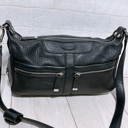 TOD'S Shoulder Bag Purse Leather Black Authentic