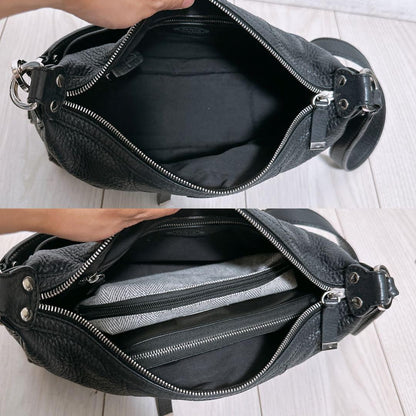 TOD'S Shoulder Bag Purse Leather Black Authentic