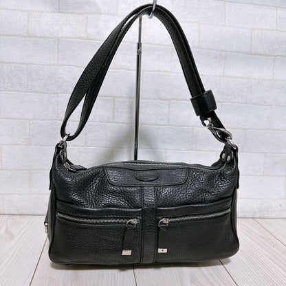 TOD'S Shoulder Bag Purse Leather Black Authentic