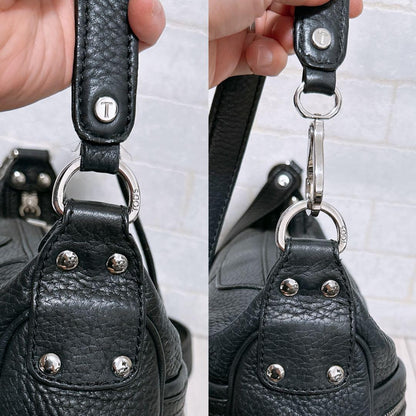 TOD'S Shoulder Bag Purse Leather Black Authentic