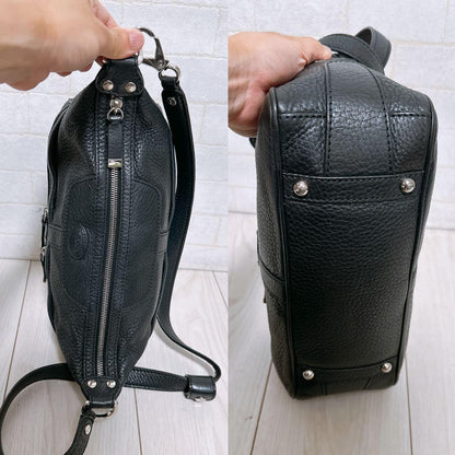 TOD'S Shoulder Bag Purse Leather Black Authentic