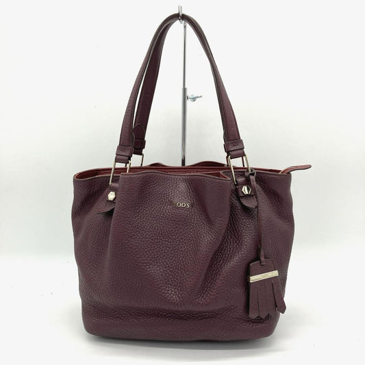TOD'S Hand Bag Tote Purse Leather Purple Authentic