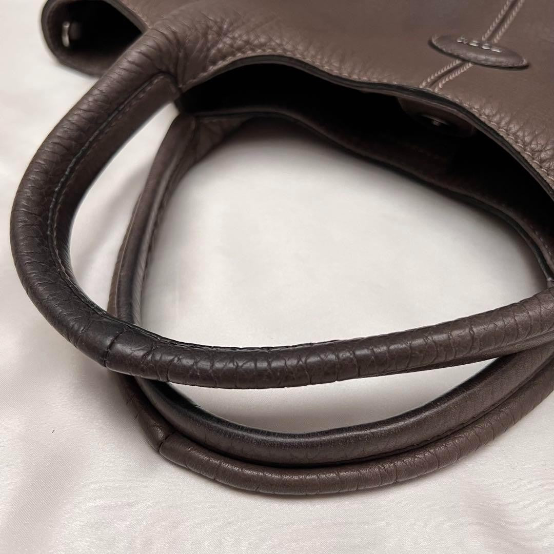 TOD'S Hand Shoulder Bag Tote Purse 2way ALH Leather Mocha Brown Authentic