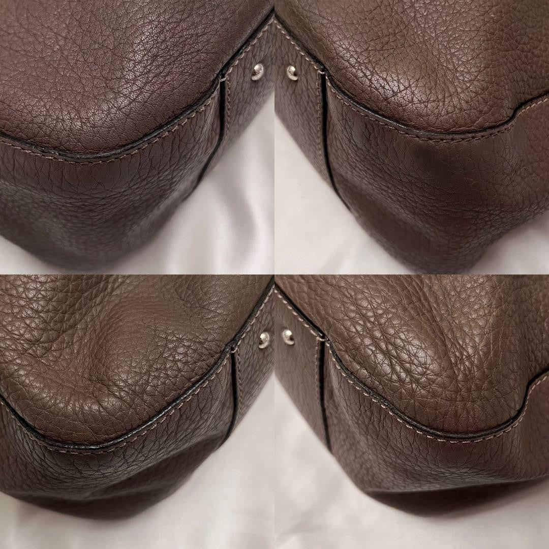TOD'S Hand Shoulder Bag Tote Purse 2way ALH Leather Mocha Brown Authentic