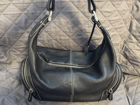 TOD'S Shoulder Bag Purse Leather Black Authentic