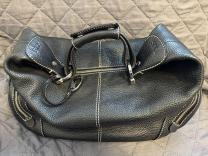 TOD'S Shoulder Bag Purse Leather Black Authentic
