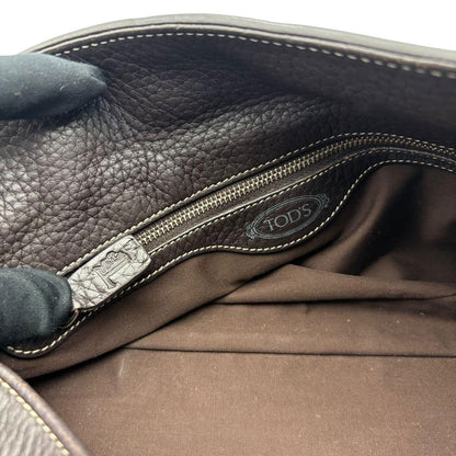 TOD'S Hand Bag Tote Purse Leather Brown Authentic