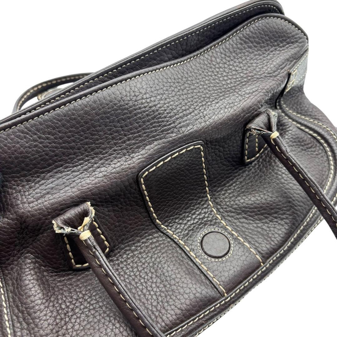 TOD'S Hand Bag Tote Purse Leather Brown Authentic