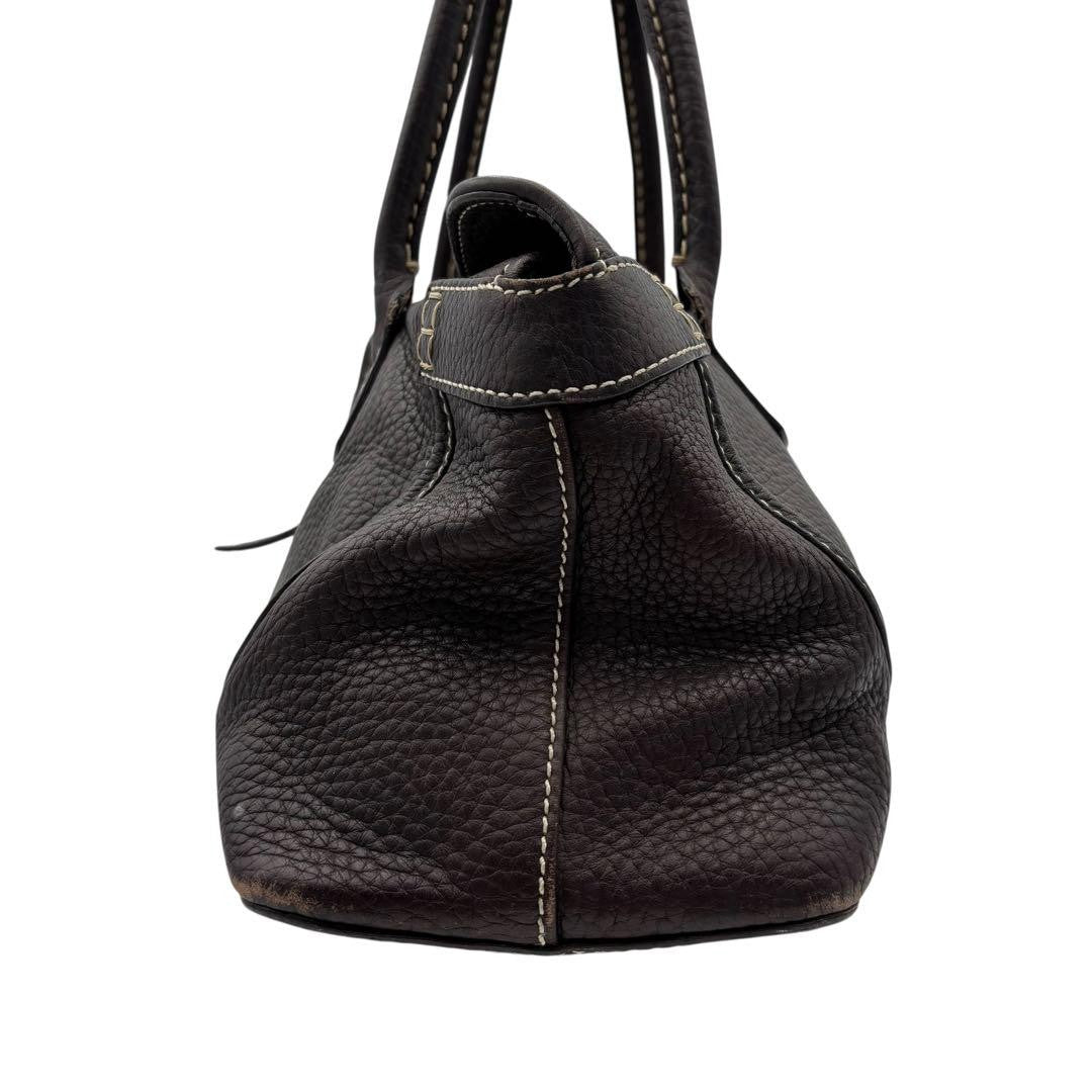 TOD'S Hand Bag Tote Purse Leather Brown Authentic