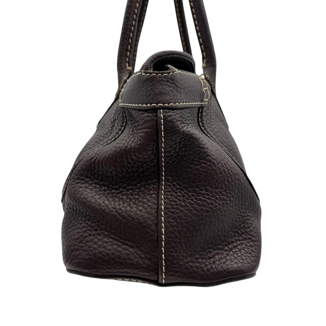 TOD'S Hand Bag Tote Purse Leather Brown Authentic