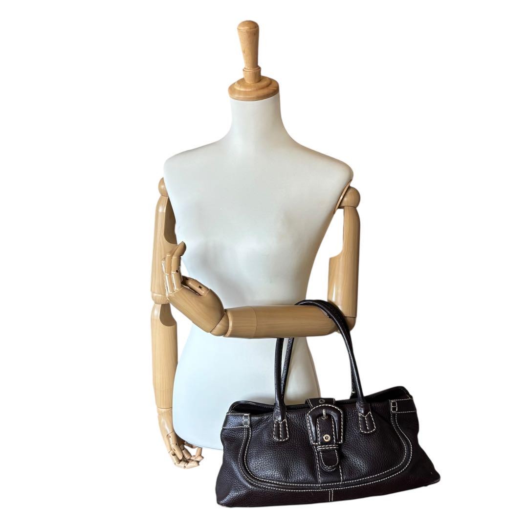 TOD'S Hand Bag Tote Purse Leather Brown Authentic