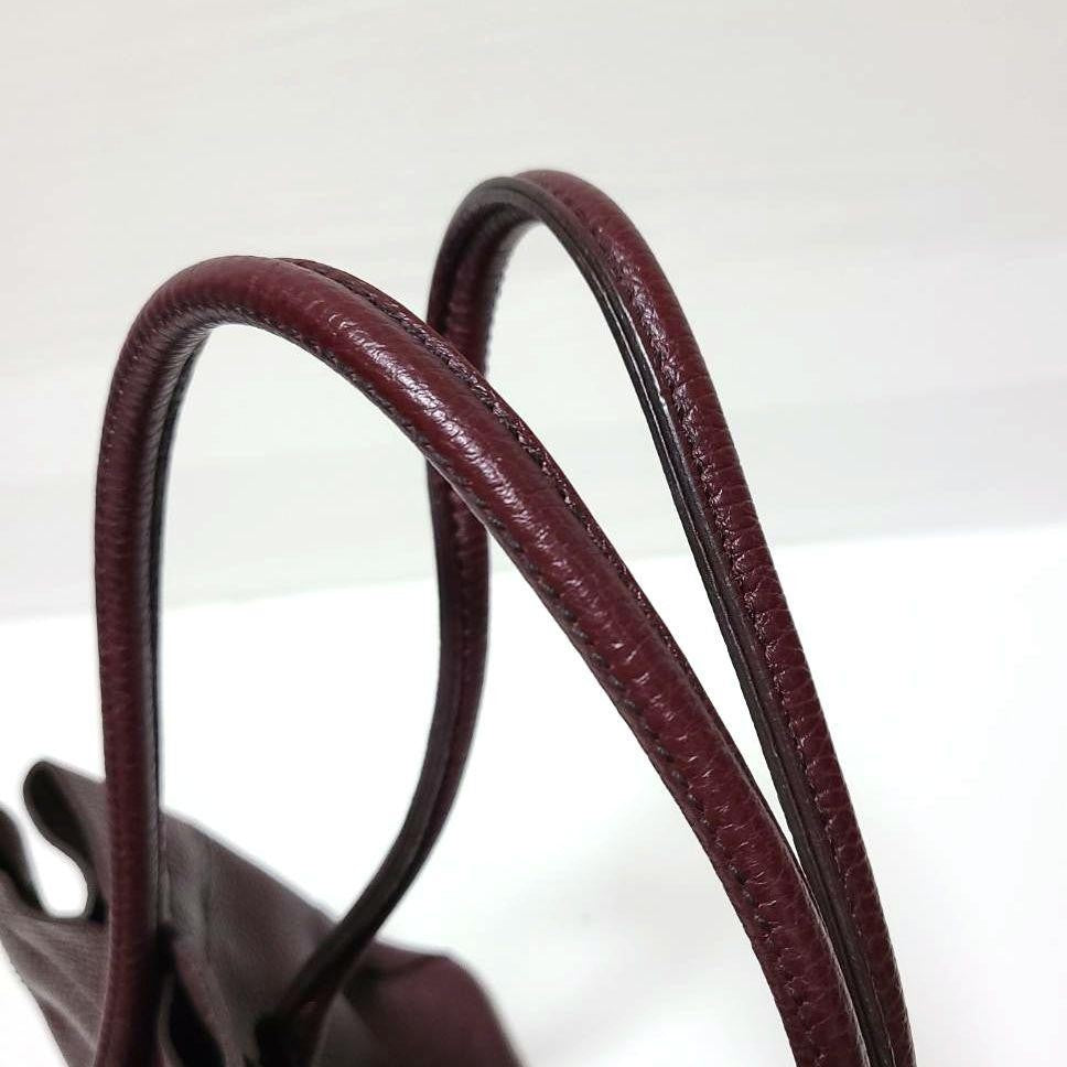 TOD'S Hand Bag Tote Purse Leather Bordeaux Red Authentic
