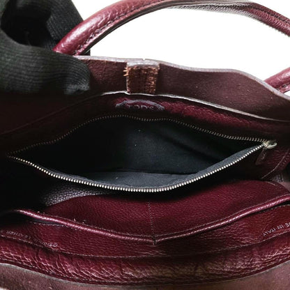 TOD'S Hand Bag Tote Purse Leather Bordeaux Red Authentic