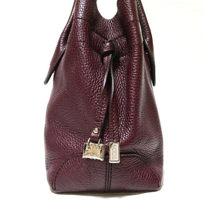 TOD'S Hand Bag Tote Purse Leather Bordeaux Red Authentic