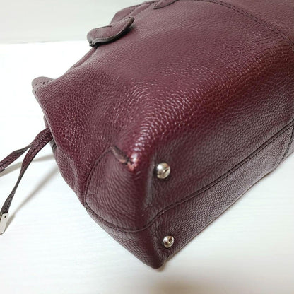 TOD'S Hand Bag Tote Purse Leather Bordeaux Red Authentic