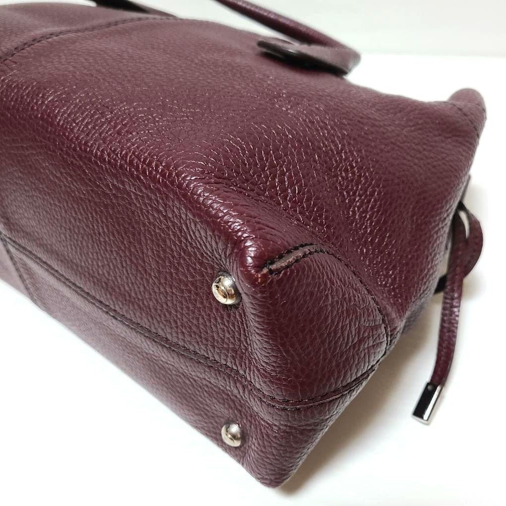 TOD'S Hand Bag Tote Purse Leather Bordeaux Red Authentic