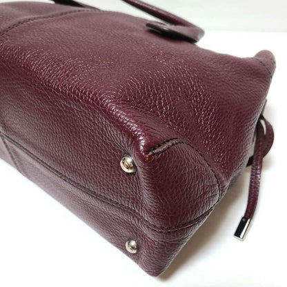 TOD'S Hand Bag Tote Purse Leather Bordeaux Red Authentic