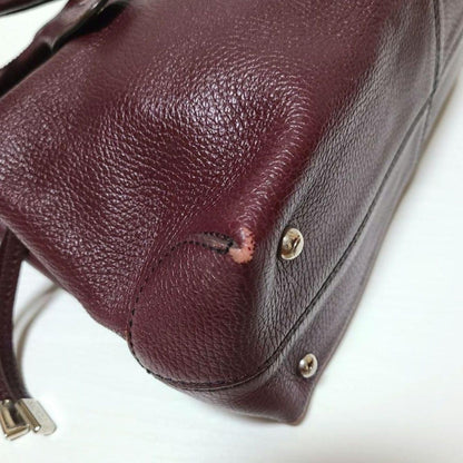 TOD'S Hand Bag Tote Purse Leather Bordeaux Red Authentic
